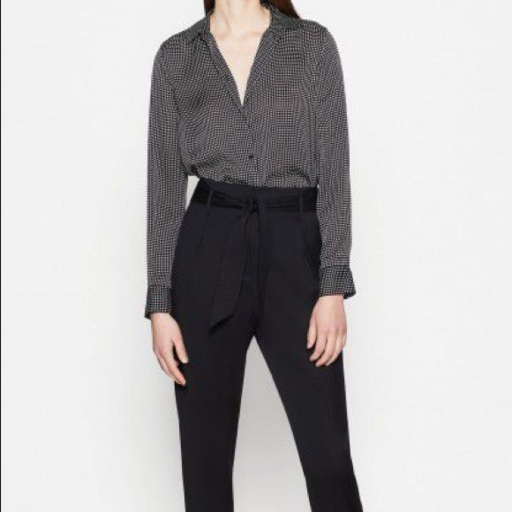 Equipment black and what check print blouse